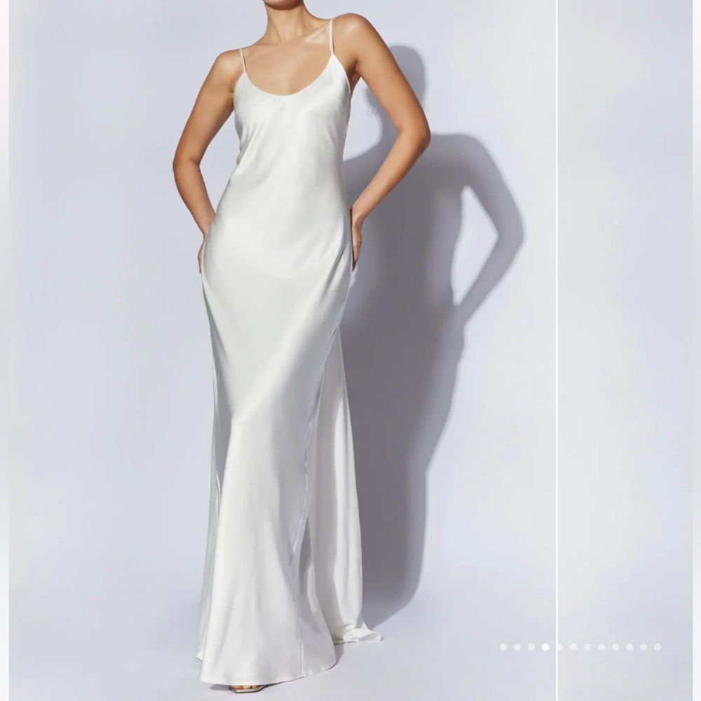 Meshki White Satin Maxi Dress
